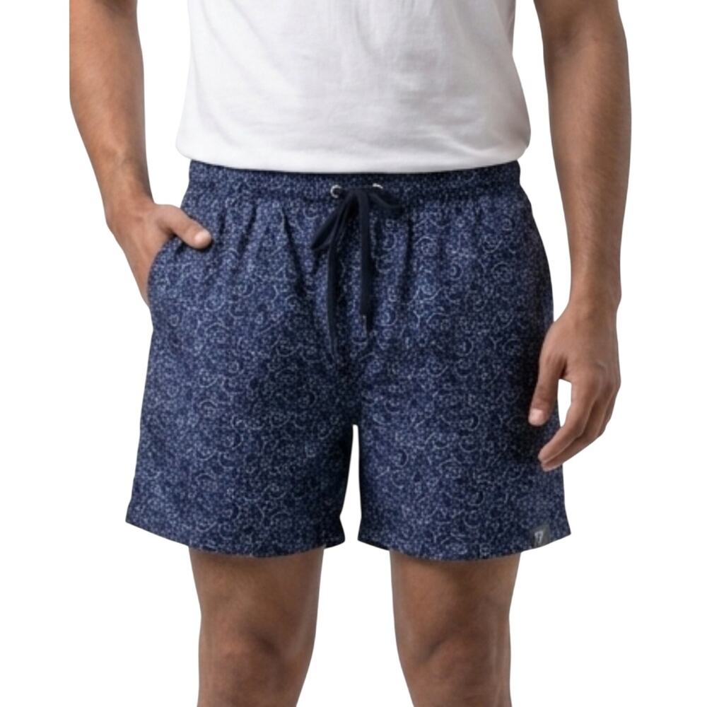 Vertical Sport Men’s Navy Geometric Swirl Swim Trunks Board Shorts NWT